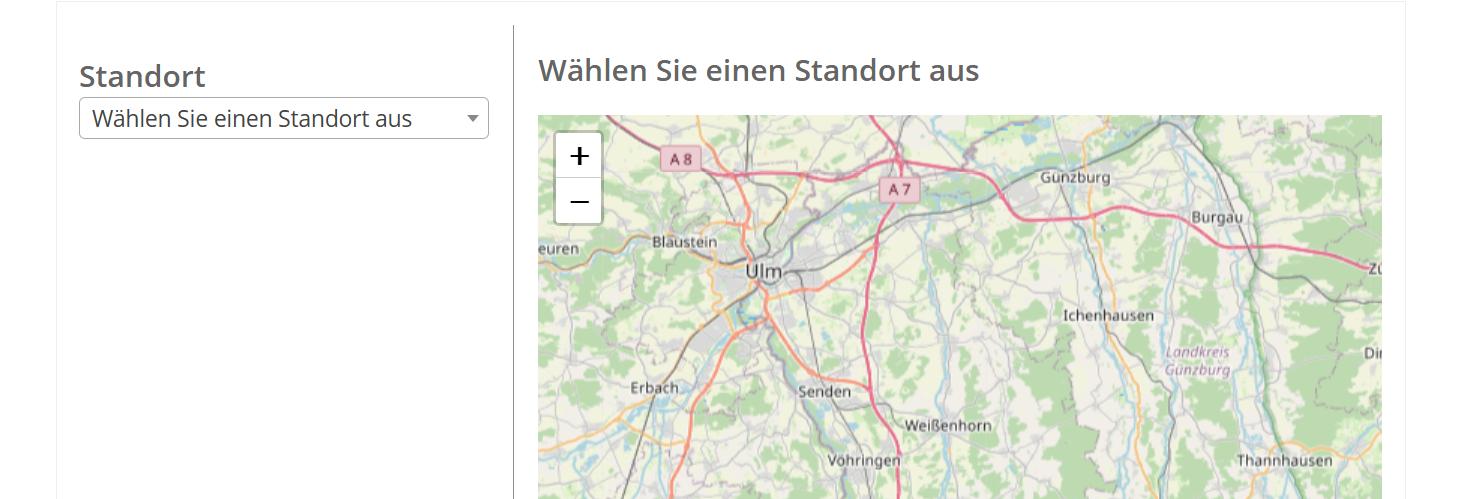 Screenshot der Buchungsseite
